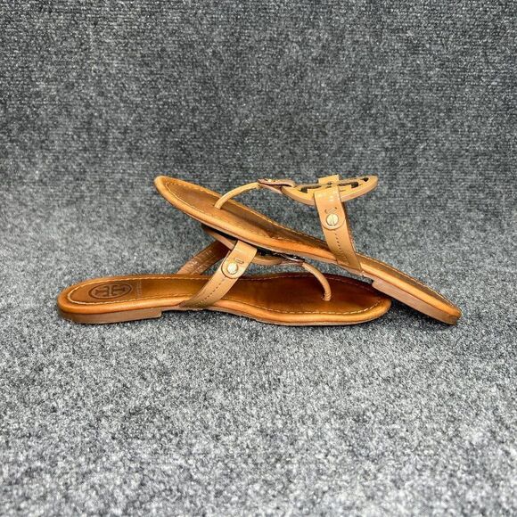 Tory Burch Miller Sandals Women's Size 7.5 Brown Leather Toe Post Flip Flops - Picture 7 of 11